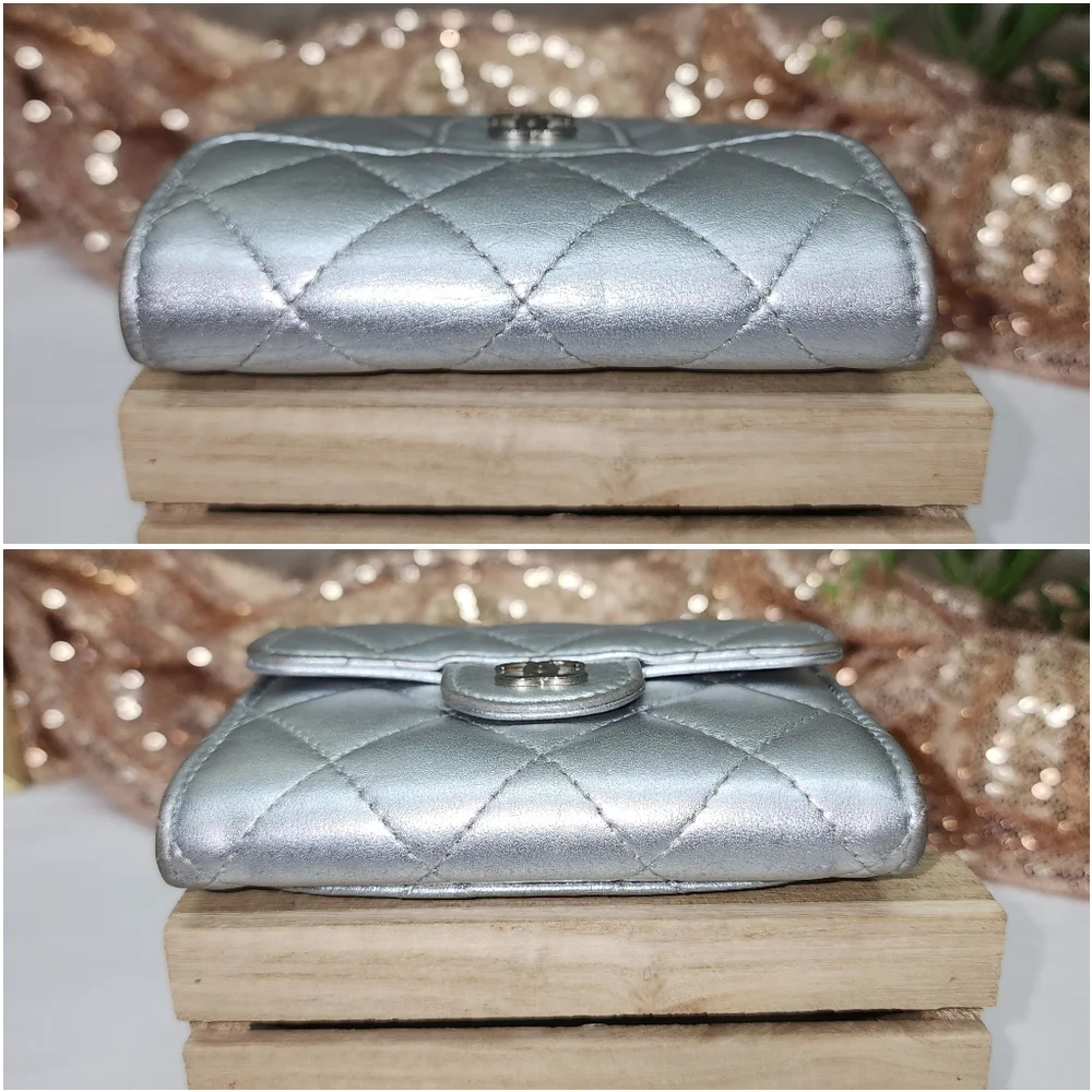 Authentic Chanel Classic Single Flap Small Matelassè Lambskin Leather Wallet COA - Picture 9 of 16